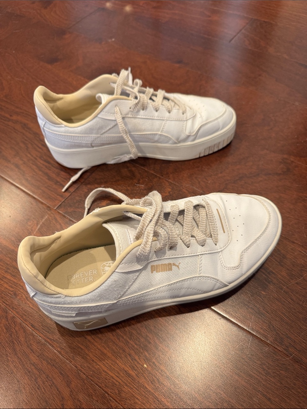 Puma White Sneakers with Beige Accents